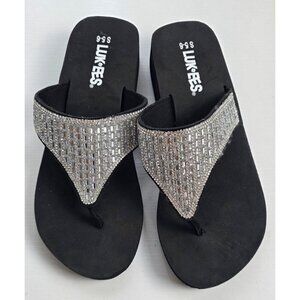 Lukees by Muk Luks Women's Wedge Flip-Flop Sandals size 5-6